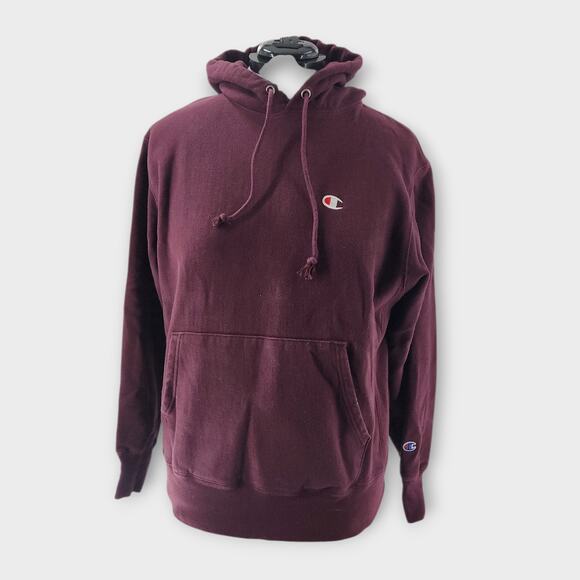 Champion Reverse Weave Hoodie Womens L Burgundy Sweater Athletic Fit Long Sleeve - Picture 1 of 5